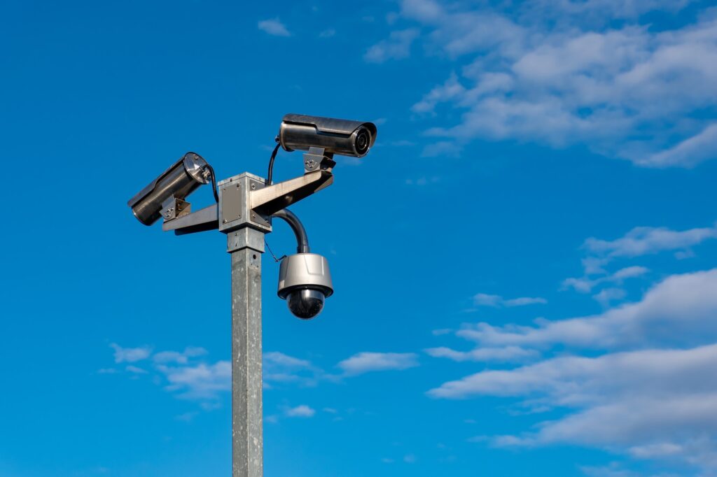 Security cameras watching from above to everywhere